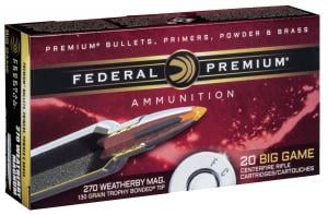 Federal P270WBTT1 Vital-Shok 270 Weatherby Magnum 130 GR Trophy Bonded Tip 20 Bx/ 10 Cs P270WBTT1