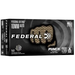 Federal PD10P1G Punch 10mmAuto 200gr Jacketed Hollow Point 50 Per Box/10 Case