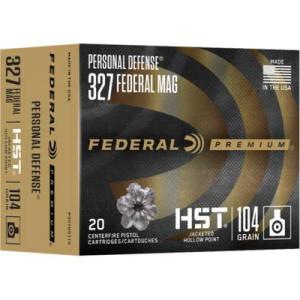 Federal Premium 327 Federal Mag HST Jacketed Hollow Point Brass Cased Pistol Ammunition 20 Rounds P327HST1S