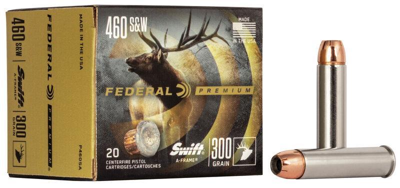 Federal Premium .460 S&W 300 Grain Swift A-Frame Nickel-Plated Cased Centerfire Pistol Ammunition 20 Rounds P460SA