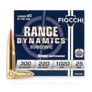 Fiocchi 300 Backout Ammo 220 Grain HPBT Subsonic 500 Rounds
