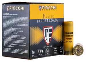 Fiocchi Exacta Low-Recoil Trainer Shotshells - 20 gauge - #7.5 Shot - 25 Rounds