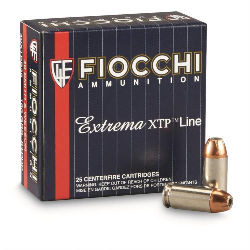 Fiocchi Extrema .40 S&W 180 Grain Jacketed Hollow Point Brass Cased Pistol Ammo 25 Rounds 40XTPB25