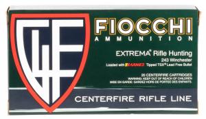 Fiocchi Extrema Leadless .243 Winchester Ammunition 20 Rounds 80 Grain Barnes Tipped TSX Lead Free Projectile 3275 fps