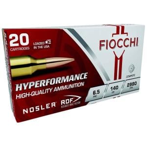 Fiocchi Hyperformance Match 6.5 PRC Ammo 140 Grain Nosler RDF Jacketed Hollow Point Box of 20