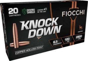 Fiocchi KnockDown 6.5 Creedmoor 120 gr LFCHP 20rds Rifle Ammo for Superior Precision - 65CMCHA