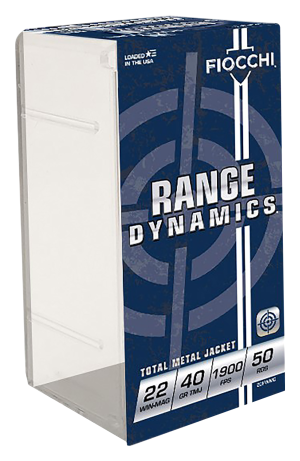 Fiocchi Shooting Dynamics Ammunition 22 Winchester Magnum Rimfire (WMR) 40 Grain Total Metal Jacket Box of 50
