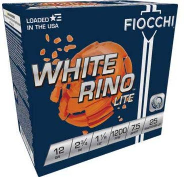 Fiocchi White Rino Lite Shotshells 12 ga 2-3/4" 1-1/8oz 1200 fps #7.5 25/ct