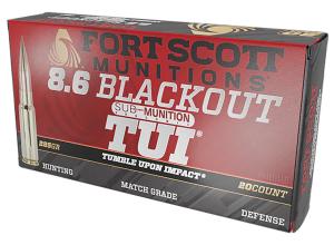 Fort Scott Munitions Tumble Upon Impact 8.6 Blackout 285 gr SCS 20rds Rifle Ammo for Maximum - 86BLK285SCV2SS