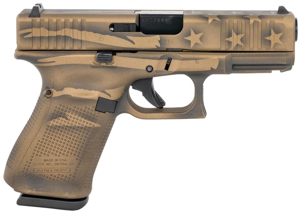 Glock 23 Gen 5 BRONZE Distressed USA Flag PHYQX6V2SB 40 S&W 13 4"