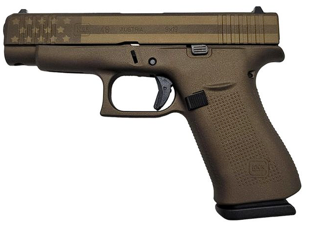 Glock 48 Burnt Bronze / Midnight Bronze Flag Cerakote W260-97111 9mm 10 4.17"