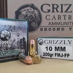 Grizzly Cartridge 10mm High Performance Handgun Ammunition 200 Grain FMJ-FP 1100 fps 50 Rounds