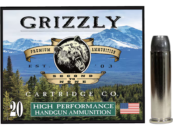 Grizzly Cartridge Ammunition 357 Magnum 180 Grain Wide Flat Nose Gas Checked Pistol Ammo 20 Rounds
