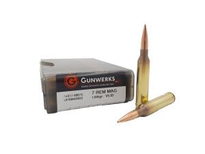 Gunwerks 7mm Rem Mag Ammunition 168 Grain VLD 3010 fps 20 Rounds