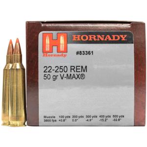 HORNADY 22-250 Rem 50 Gr V-Max Ammo 83361 83361