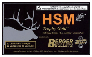 HSM Trophy Gold .300 Weatherby Magnum 210 Grain Boat Tail Hollow Point Centerfire Rifle Ammo - 20 Rounds