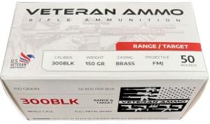 Hyperion Munitions Veteran .300 AAC Blackout 150 gr FMJ 50rds Rifle Ammo for Tactical Applications - HMBX300BLK15050