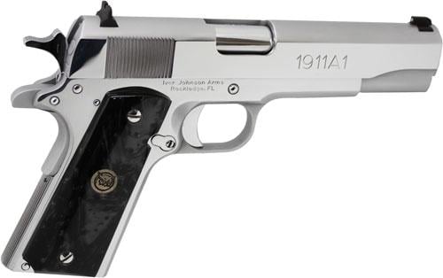 Iver Johnson Arms 1911A1 5" FS Chrome Black Pearl 1911A138CHRP 38 Super 8 Rd. 5"