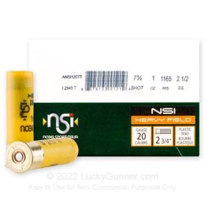 NSI HEAVY FIELD 20GA 2.75 1OZ #7.5 250RD CAS