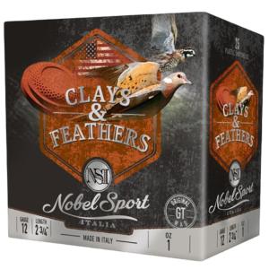 Nobel Sport Clays & Feathers Shotshells 12ga 2-3/4" 1oz 1300 fps #8 250/rd Case (10-25/ct Boxes)