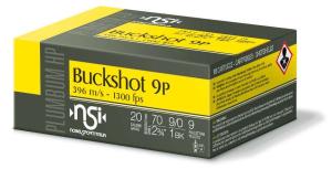 Noble Sport Plumbum Buckshot Shotshells 20 ga 2-3/4" 9 pellet 1300 fps #1 10/ct