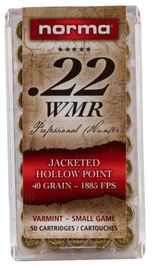 Norma USA Professional Hunter .22 WMR Ammunition 50 Rounds 40 Grain Jacketed Hollow Point [FC-4000294097461]