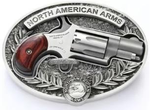 North American Arms Mini Revolver Stainless with Oval Enclosed Belt Buckle 22LRBBO 22 LR 5 Rnd 1.125 in