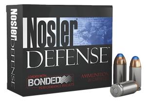 Nosler Defense Handgun, 9mm Luger +P, Bonded Polymer Tipped, 124 Grain, 20 Rounds