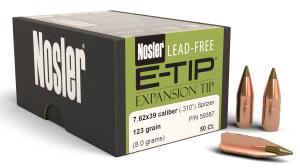 Nosler E-Tip Rifle Projectiles 7.62x39 Caliber .310" Diameter 123 Grain Lead Free Polymer Tip 50 Count [FC-054041593878]