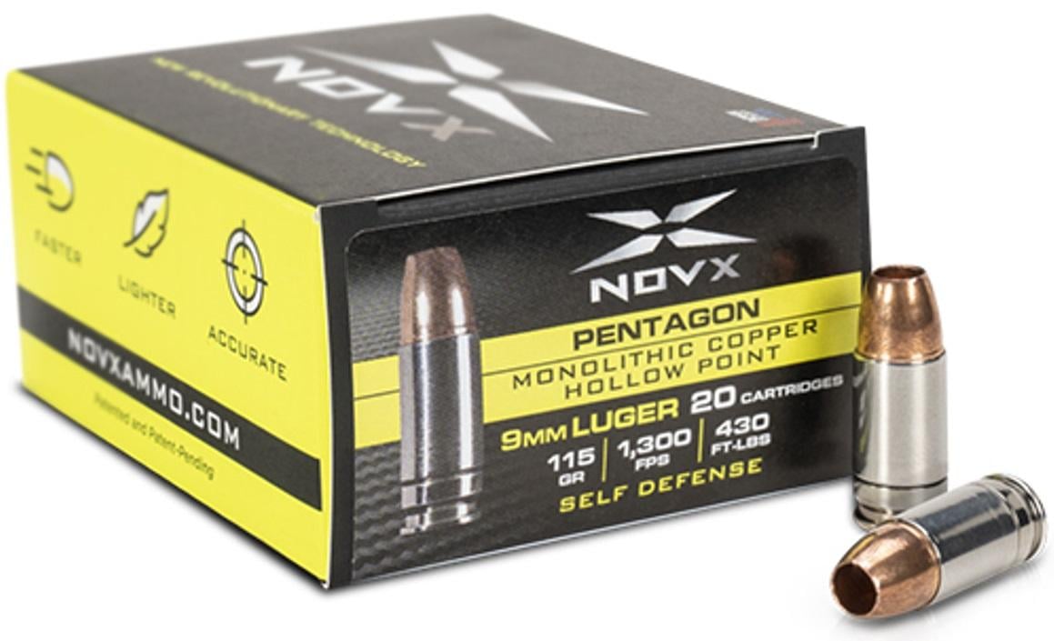 NovX Pentagon Handgun Ammunition 9mm Luger 115gr CHP 1300 fps 20/ct