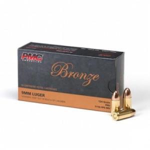 PMC Ammunition Bronze Handgun Ammunition 9mm Luger 124 gr FMJ 1110 fps 1000/ct, 9GC