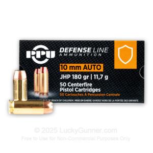 PPU Defense 10mm Auto Ammo 180 Grain Jacketed Hollow Point JHP - Dual Case of 1000 FREE SHIPPING