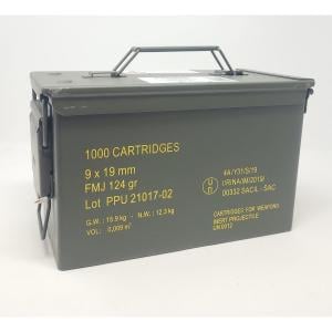 PPU Rangemaster Ammunition 9mm Luger 124gr FMJ 1263 fps 1000/ct (Metal Can)