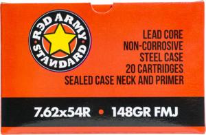 Red Army Standard 7.62x54R 148gr FMJ 20rd Box/31 Boxes per Case