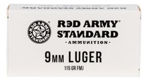 Red Army Standard 9mm Luger 115 gr Full Metal Jacket (FMJ) Steel Case 50 Box