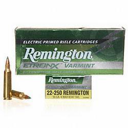 Remington Ammo .22-250 Rem EtronX Varmint Electric-Primed 50 Grain V-Max Boat Tail 3725 fps 20 Rounds