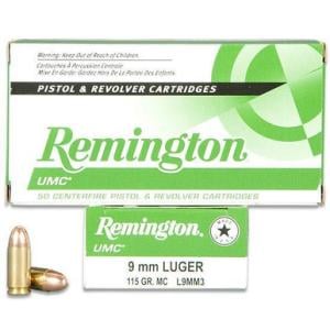Remington Remington UMC 9mm 115 GR FMJ L9MM3 - 500rd Case