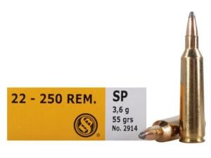 Sellier & Bellot Centerfire Rifle Ammo - .22-250 Remington - 55 Grain - 20 Rounds - Soft Point