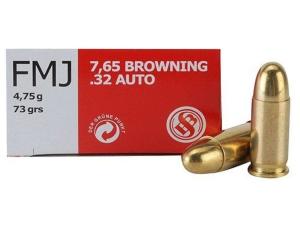 Sellier & Bellot Pistol & Revolver Ammo .32 ACP 73 gr FMJ 50/box
