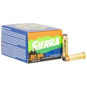 Sierra Outdoor Master .357 Magnum 158 Grain Jacket Hollow Point Brass Cased Pistol Ammo 20 Rounds A836036