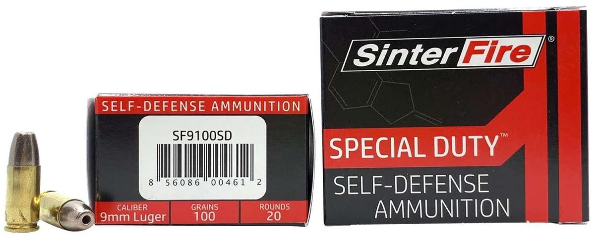 SinterFire Inc SF9100SD Special Duty 9mm 100 Gr Lead Free Frangible Hollow Point 20rds
