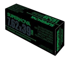 Supernova Piney Mountain Ammunition Graineen Tracer 7.62mm 124 Grain FMJ Rifle Ammo, 20 Rounds, PMSN762G