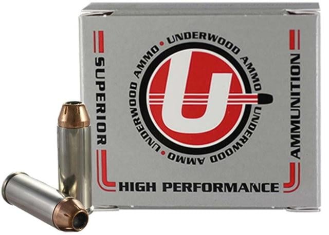 Underwood Ammo .45 Colt +P 250 Grain Jacketed Hollow Point Nickel Plated Brass Cased Pistol Ammo 20 Rounds 434