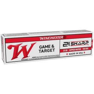 WINCHESTER USA 21 SHARP 25GR LEAF FREE 1725FPS 100RD 20BX/C