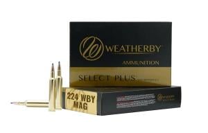 Weatherby Select Plus Rifle Ammunition R224805FBT, 224 Wthby Mag, 80.5 gr, 20 Rd/Bx