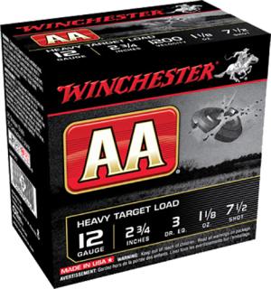 Winchester AA Heavy Target Ammunition 12 Gauge 2-3/4" 1-1/8 oz #7-1/2 Shot Case of 250 (10 Boxes of 25)