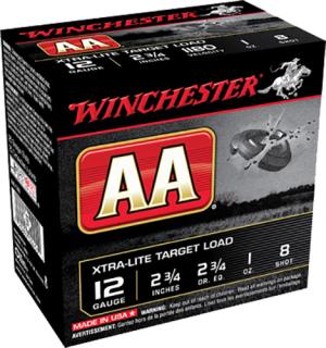 Winchester AA Low Recoil Target Ammunition 12 Gauge 2-3/4" 7/8 oz #8 Shot Case of 250 (10 boxes of 25)