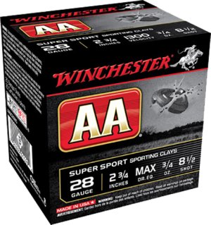 Winchester AA Super Sport Sporting Clays Ammunition 28 Gauge 2-3/4" 3/4 oz #8-1/2 Shot Case of 250 (10 Boxes of 25)