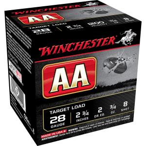 Winchester AA Target 28 Gauge Shotshell 250 Rounds 2 3/4" #8 Lead 3/4 Ounce AA288 AA288