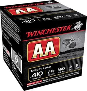 Winchester AA Target Ammunition 410 Bore 2-1/2" 1/2 oz #9 Shot Case of 250 (10 Boxes of 25)